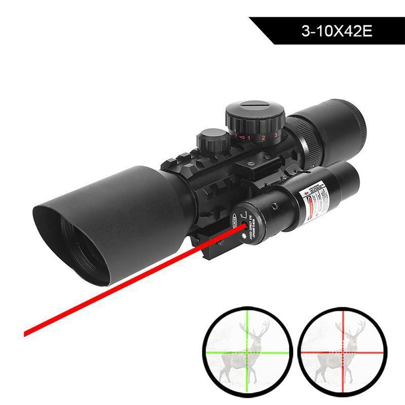 3-10X42E M9 Holographic Sight Scope Wide-field Riflescope with Red