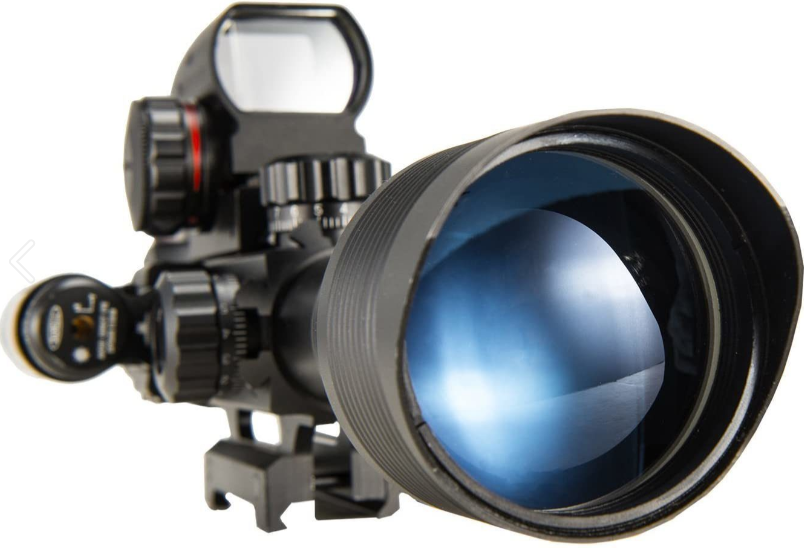 Rifle Scope 4-12x50 Rangefinder Reticle Scope with Laser Sight and Red Dot Sight