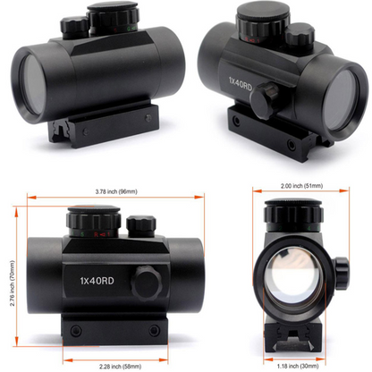 1x40 Red Dot Scope Sight Rifle Scope Green Red Dot Collimator Dot with 11mm/20mm Rail Mount Airsoft Air Hunting