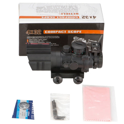 Compact 4x32 Illuminated Reticle Optic with Fiber Optic Front Sight