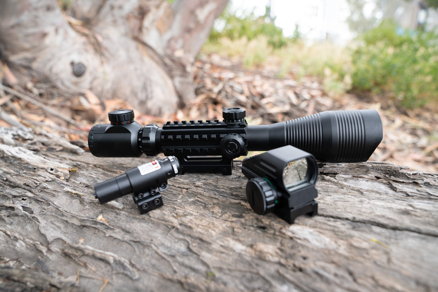 TAC-5: 4-12x50 Illuminated Reticle Scope Package - Includes 4 Mode Dot Sight and Green or Red Laser